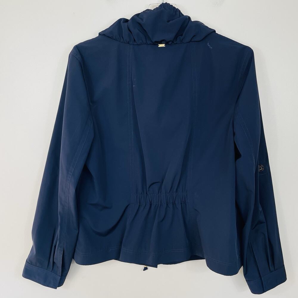 St. John Funnel Neck Rain Jacket Windbreaker Size XL Navy Cowl Neck Lightweight - Picture 2 of 16